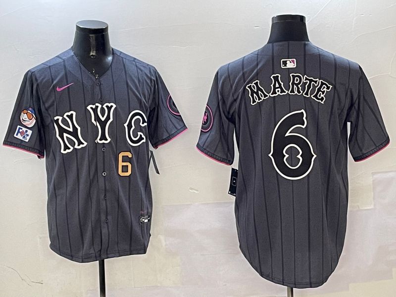 Men New York Mets #6 Marte Black City Edition 2025 Nike MLB Jersey style 5->new york mets->MLB Jersey